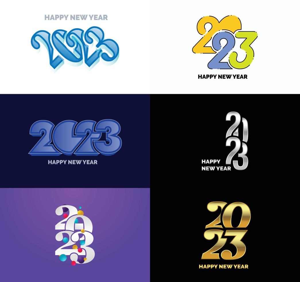 große reihe von 2023 frohes neues jahr logo text design 2023 zahlenentwurfsvorlage vektor