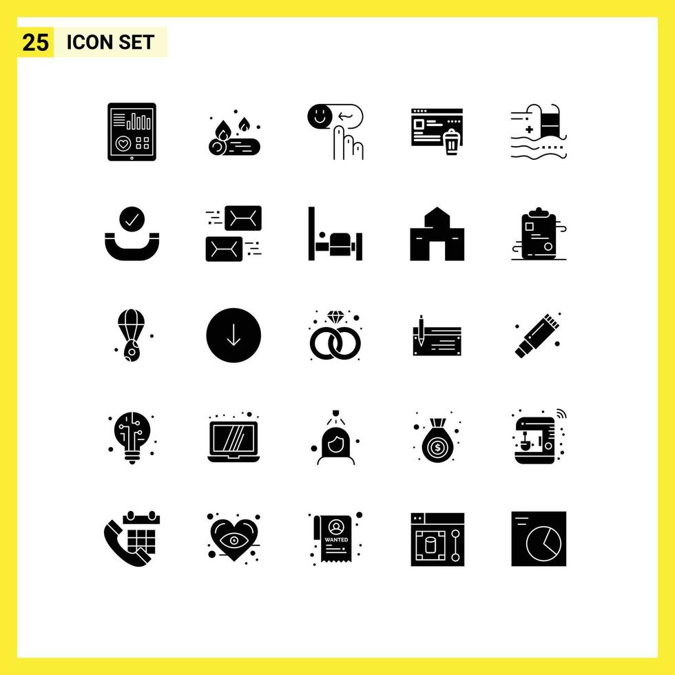 25 thematische Vektor-Solid-Glyphen und bearbeitbare Symbole des Feiertags-Emotionsordners unterstützen bearbeitbare Vektordesign-Elemente vektor