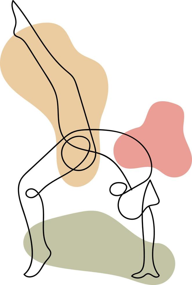 kontinuerlig linje teckning av kvinnor kondition yoga begrepp. vektor hälsa illustration.