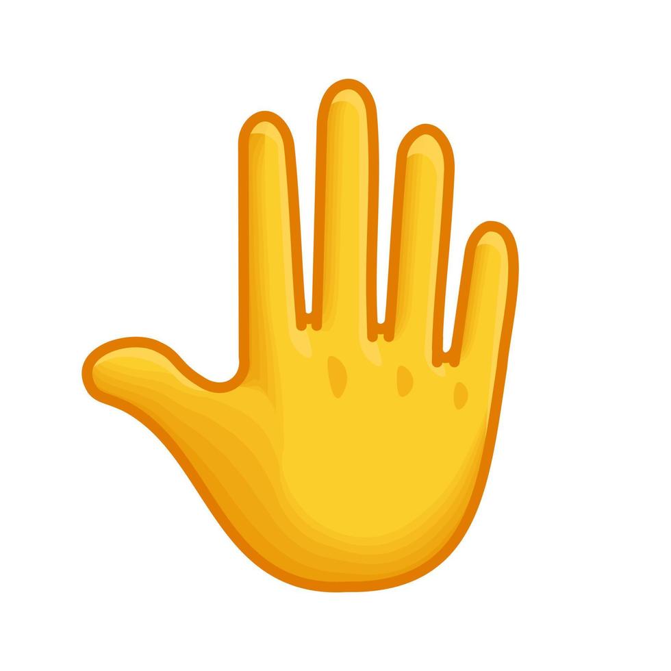 Rückseite der Hand große gelbe Emoji-Hand vektor