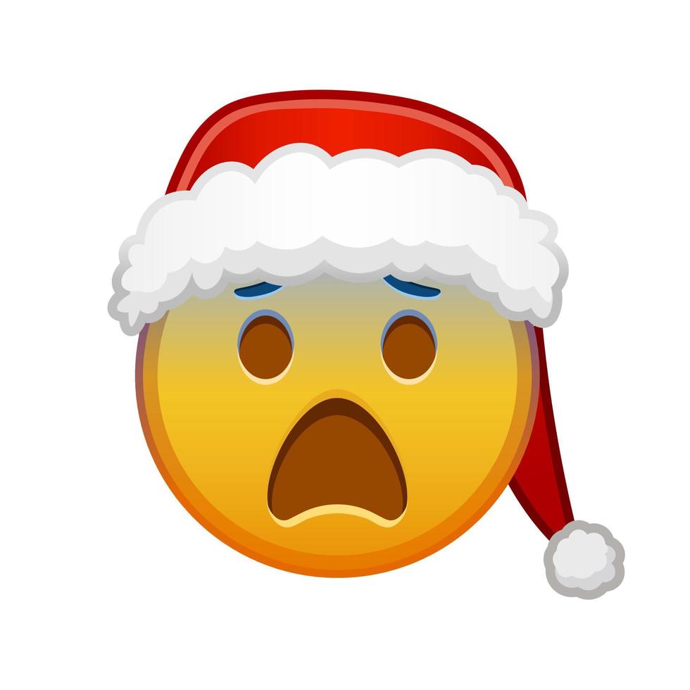 weihnachtsgesicht in angst große größe des gelben emoji-lächelns vektor