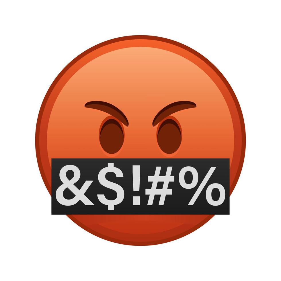 ondska ansikte med dold mun symboler stor storlek av röd emoji leende vektor