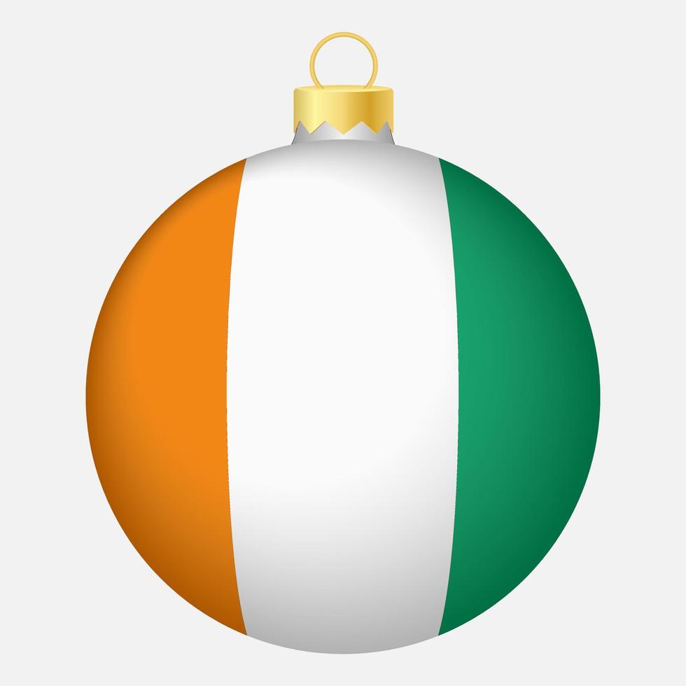 Christbaumkugel mit Flagge der Elfenbeinküste. Symbol für Weihnachtsferien vektor