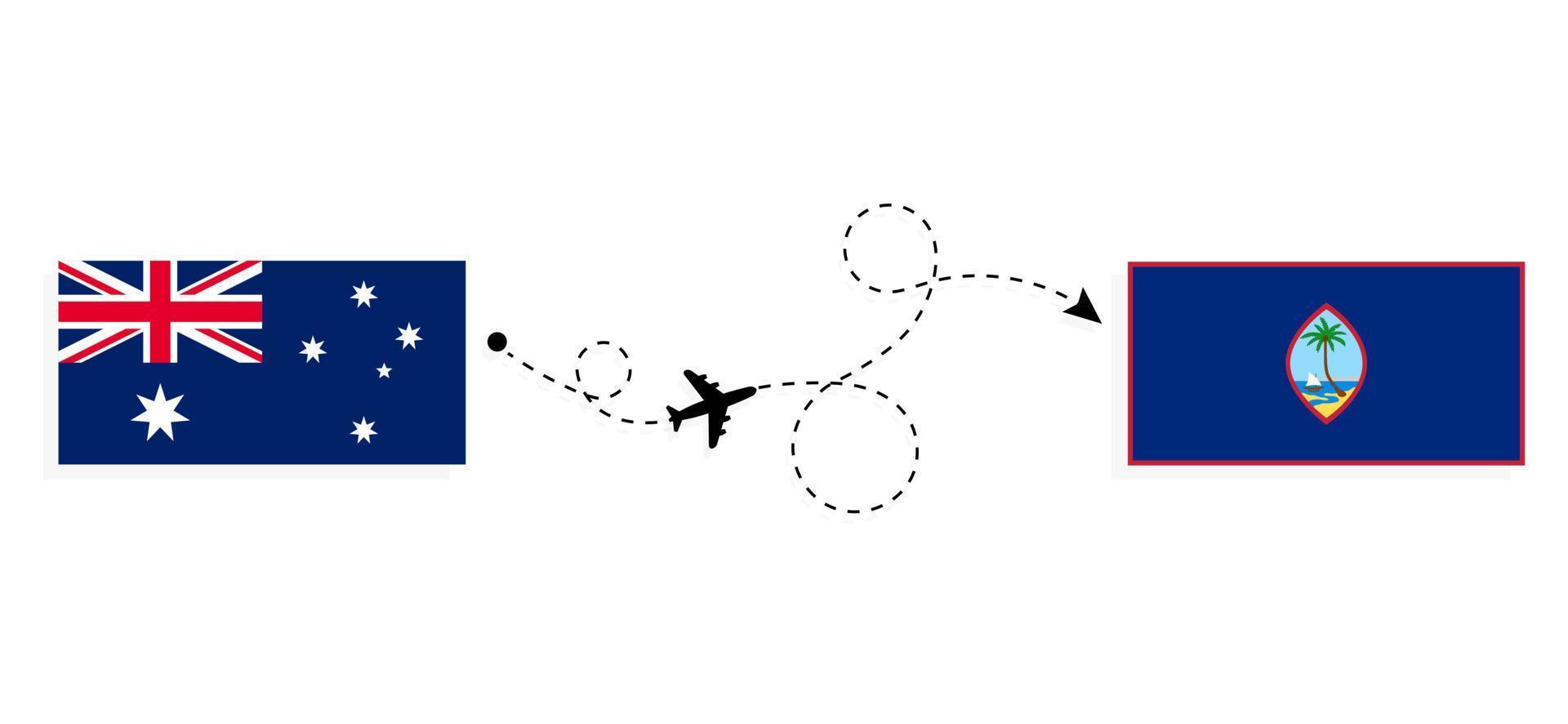 flyg och resa från Australien till guam förbi passagerare flygplan resa begrepp vektor