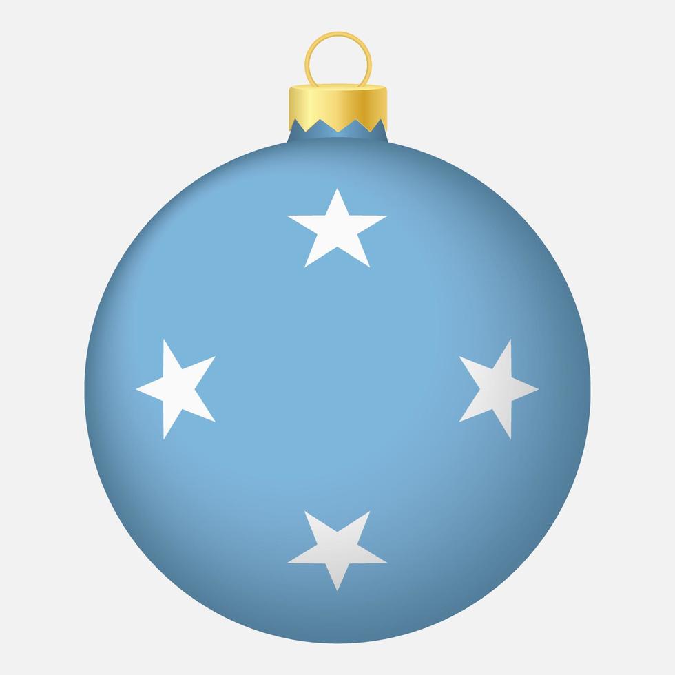 jul träd boll med micronesia flagga. ikon för jul Semester vektor