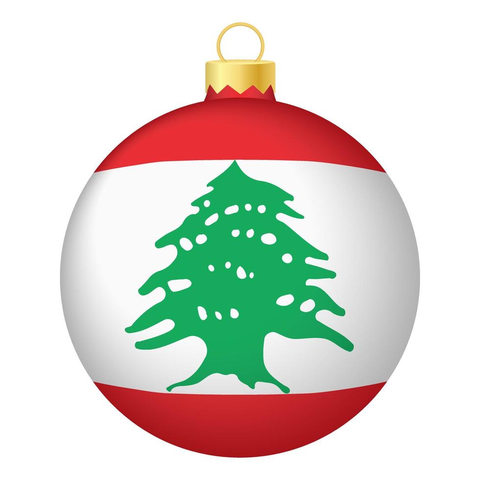 Christbaumkugel mit Libanon-Flagge. Symbol für Weihnachtsferien vektor