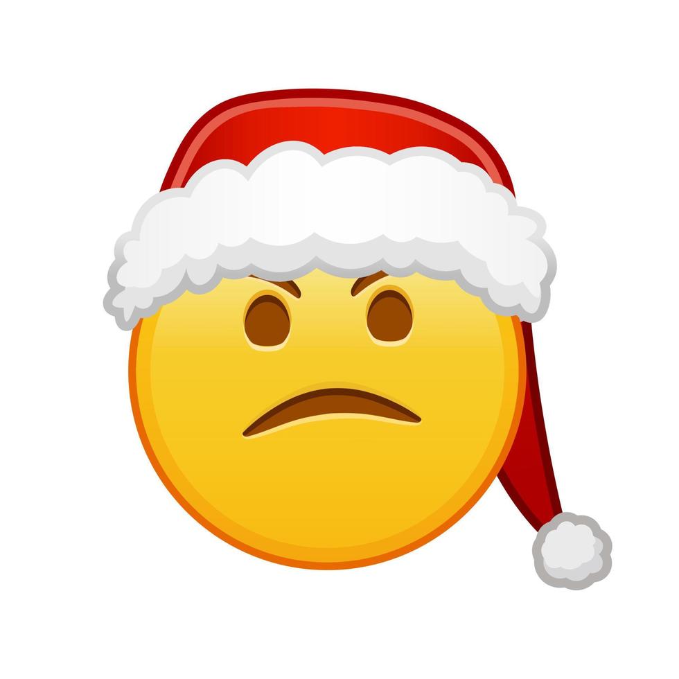 weihnachtsgesicht mit einem ausdruck des unmuts große größe des gelben emoji-lächelns vektor