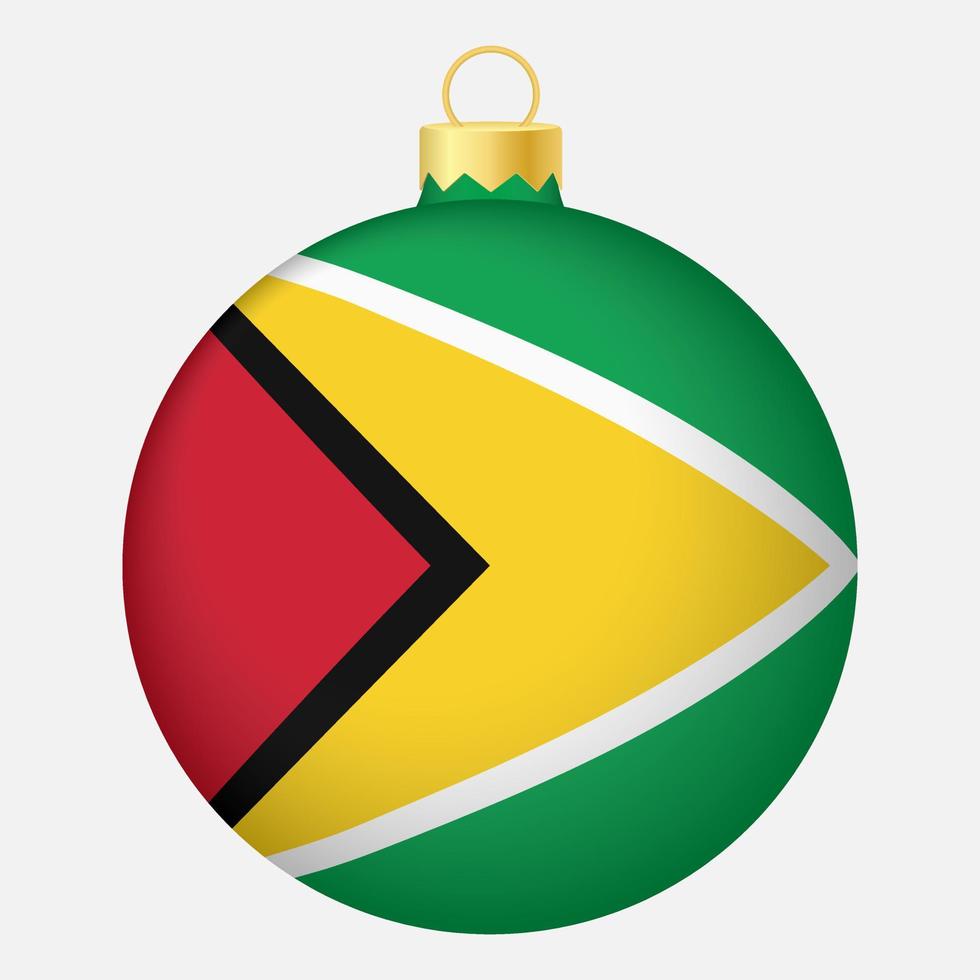 jul träd boll med guyana flagga. ikon för jul Semester vektor