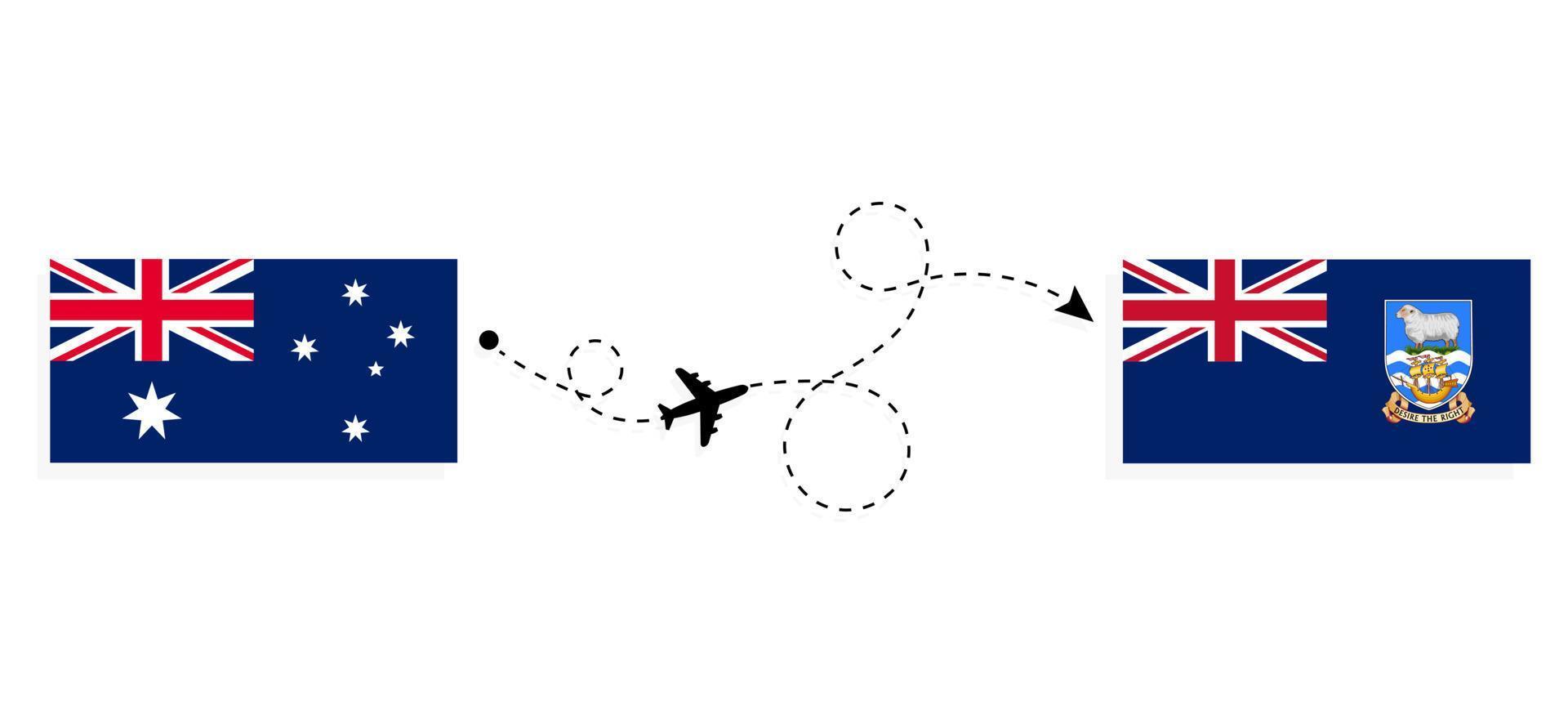 flyg och resa från Australien till falkland öar förbi passagerare flygplan resa begrepp vektor