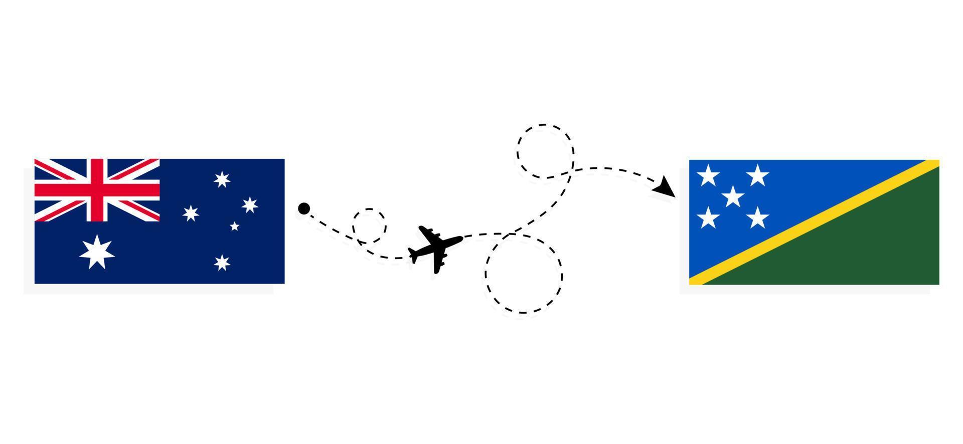 flug und reise von australien zu den salomoninseln mit dem reisekonzept des passagierflugzeugs vektor