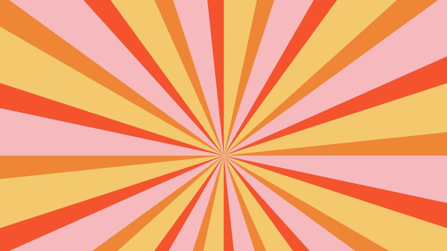 Grooviger Retro-Burst-Sonnenstrahlhintergrund. Vintage bunte abstrakte geometrische Muster. vektorsommerhippiekarnevalsillustration für plakat, flyer, grußkarte, fahne. vektor