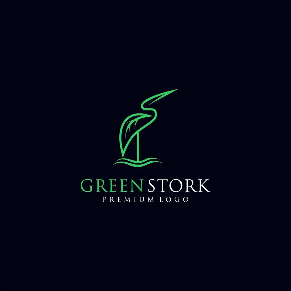 naturlig grön Färg stork linje konst logotyp design vektor