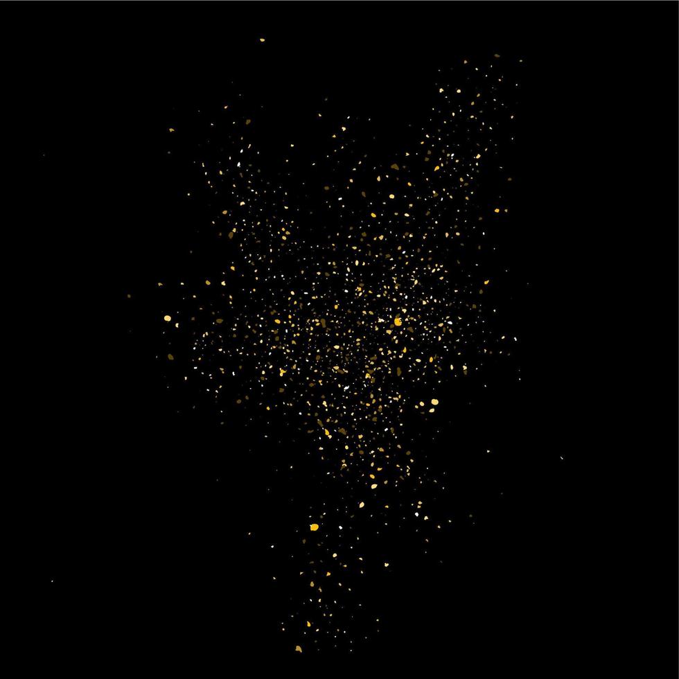 goldene glitzernde glanztextur auf schwarzem hintergrund. goldene Konfettiexplosion. goldene abstrakte partikel auf dunklem hintergrund. isolierte feiertagsgestaltungselemente. Vektor-Illustration. vektor