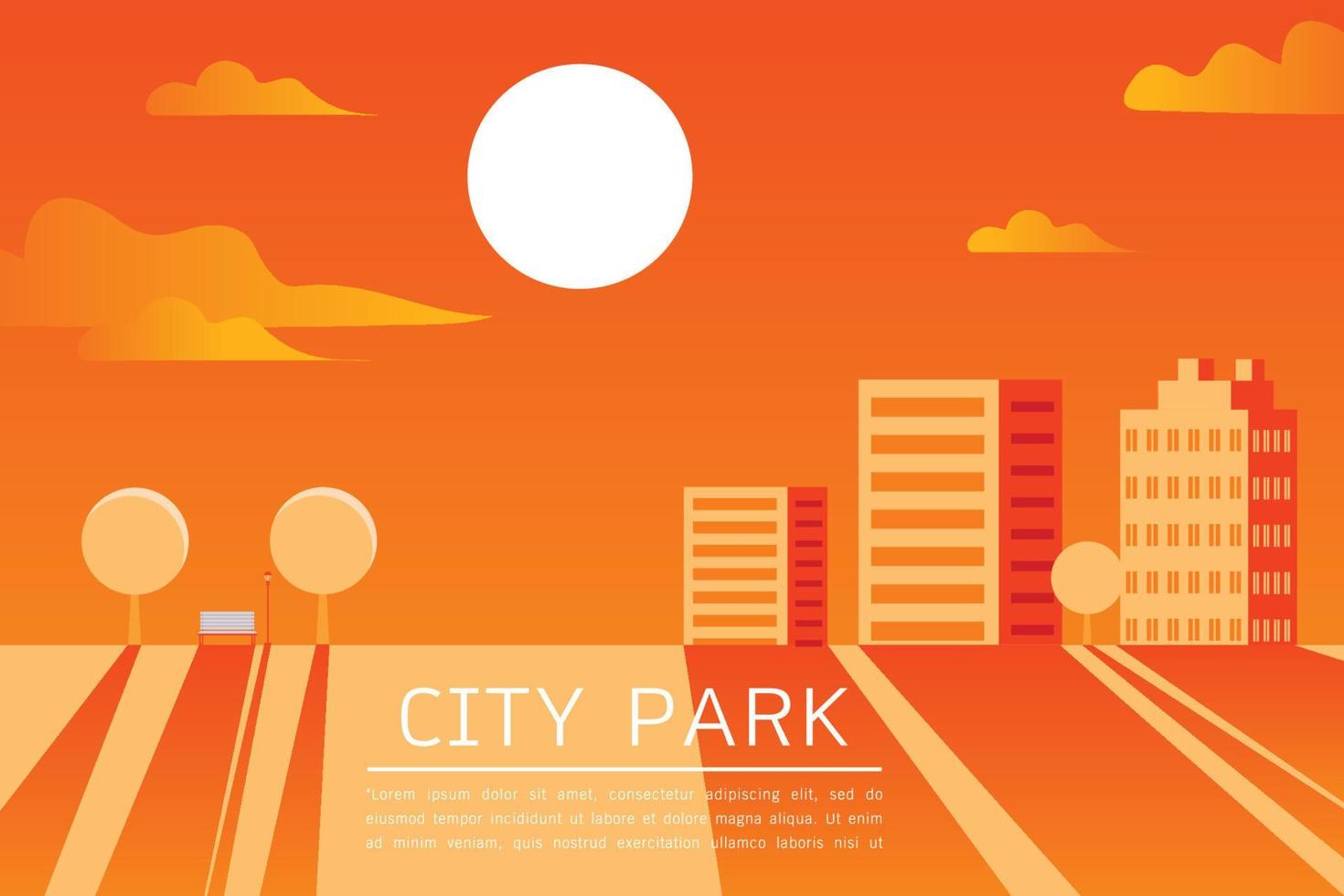 stad parkera vektor platt illustration.