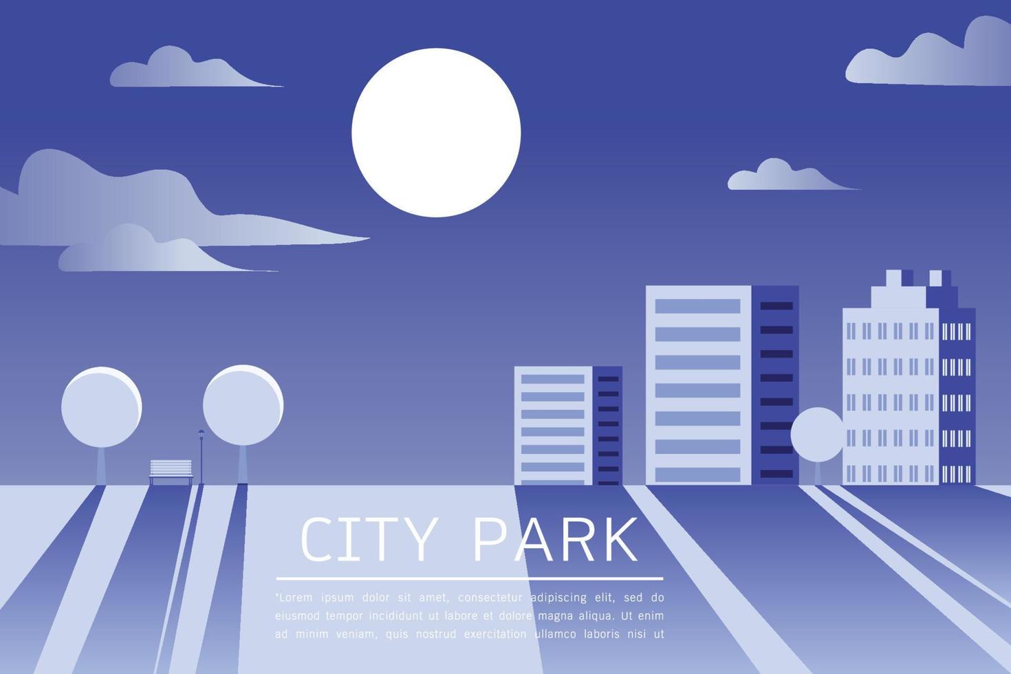 stad parkera vektor platt illustration.