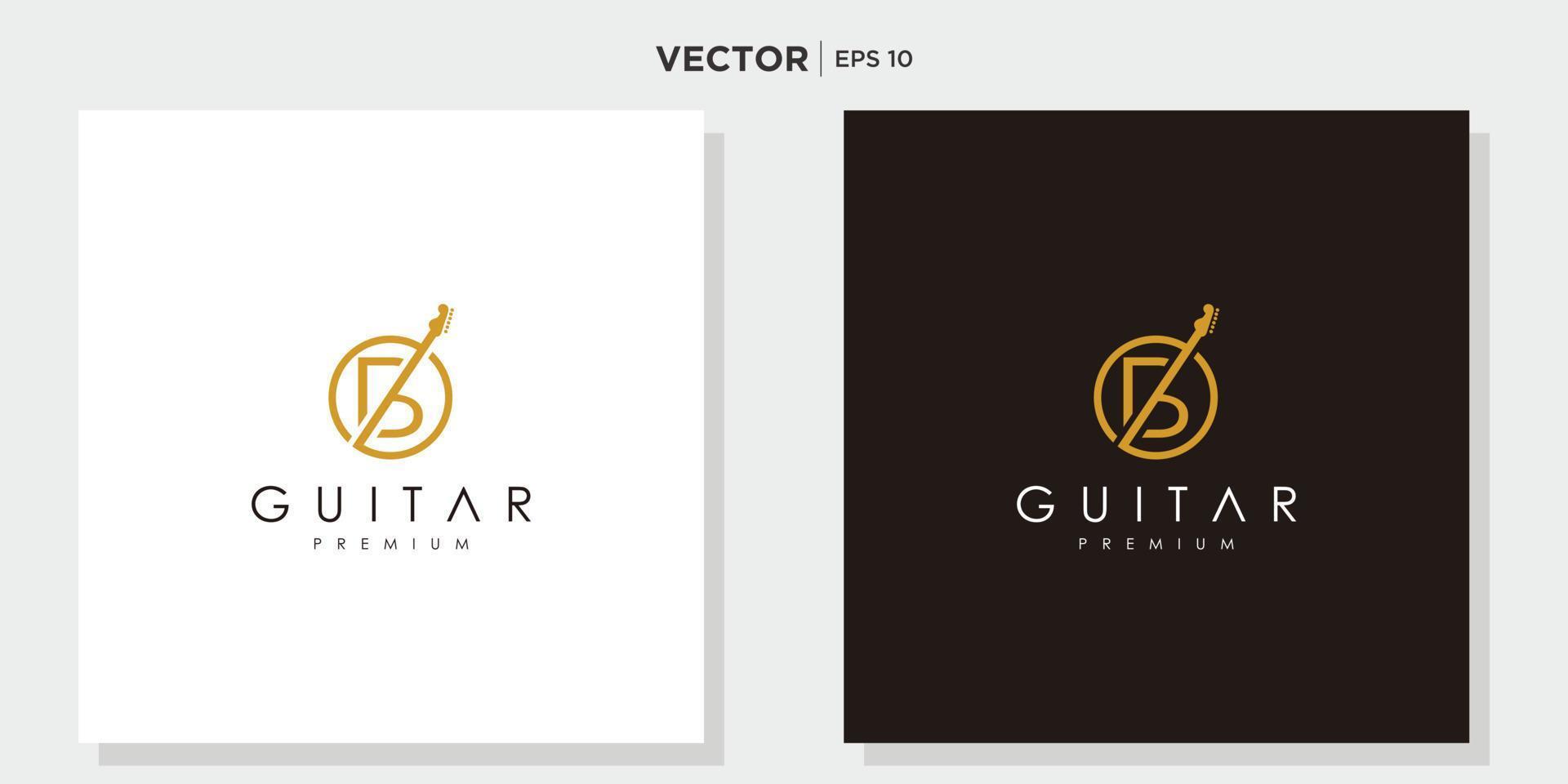 akustisk gitarr musik minimalistisk logotyp design vektor