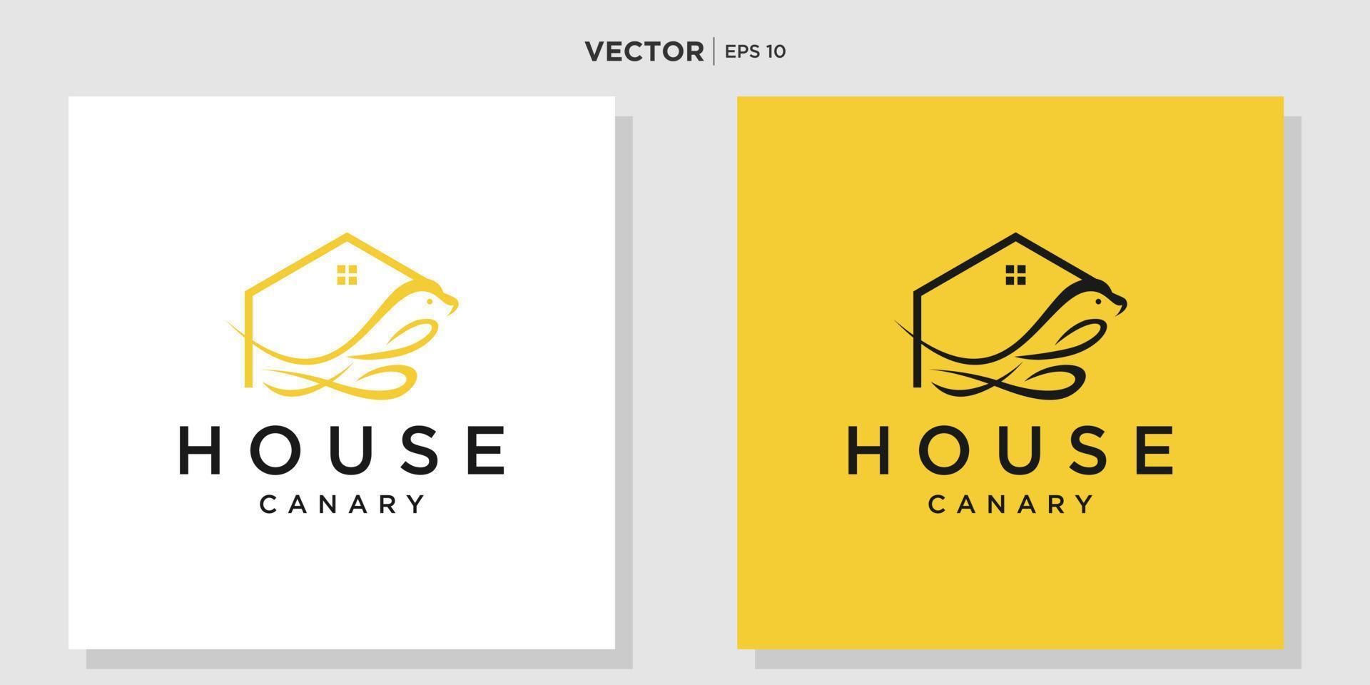 kanariefågel logotyp design logotyp med hus vektor