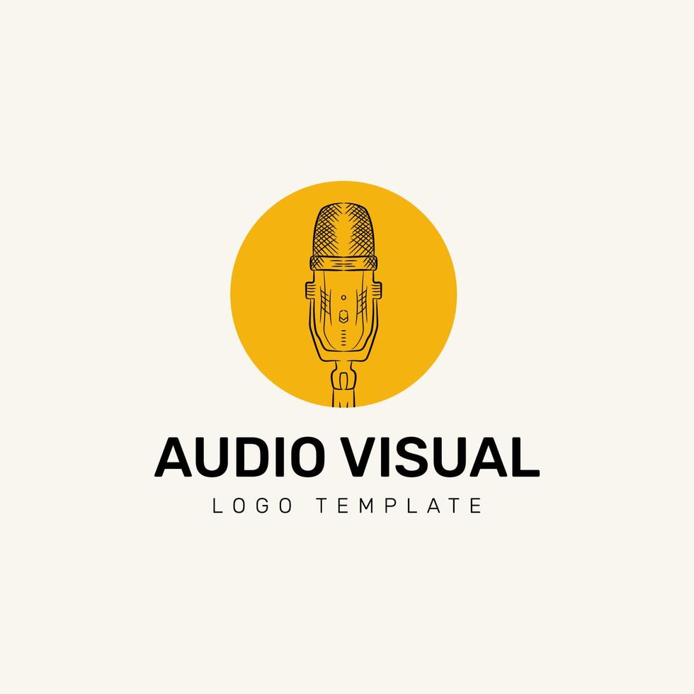 audio visuell logotyp design med runda gul form vektor