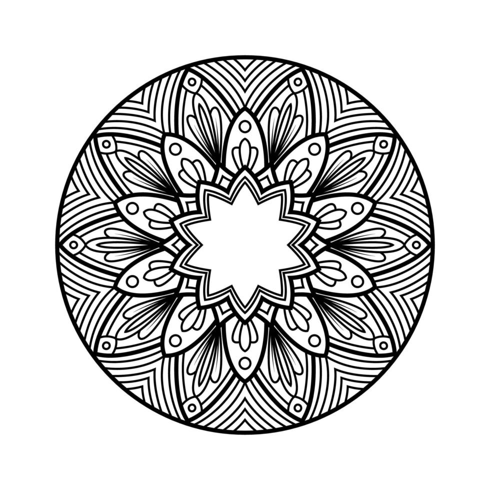 Mandala-Kunstvektor isoliert auf weißem Hintergrund. kann zum Ausmalen von Buchseiten, Henna, Tätowierung, Dekoration verwendet werden. Ornament-Muster-Design. vektor