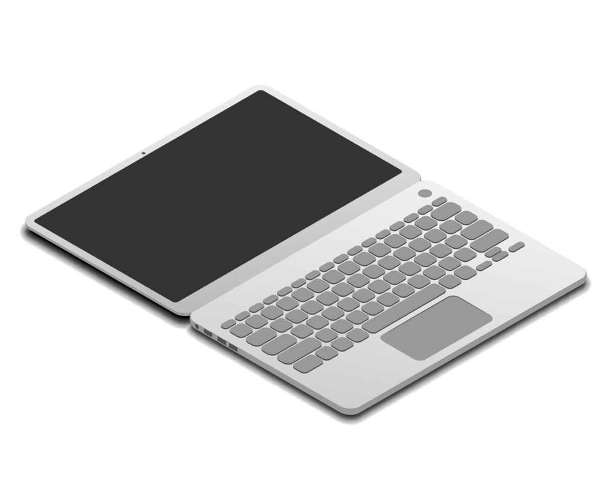 180 Grad geöffnete Laptopvektorillustration lokalisiert auf weißem Hintergrund vektor