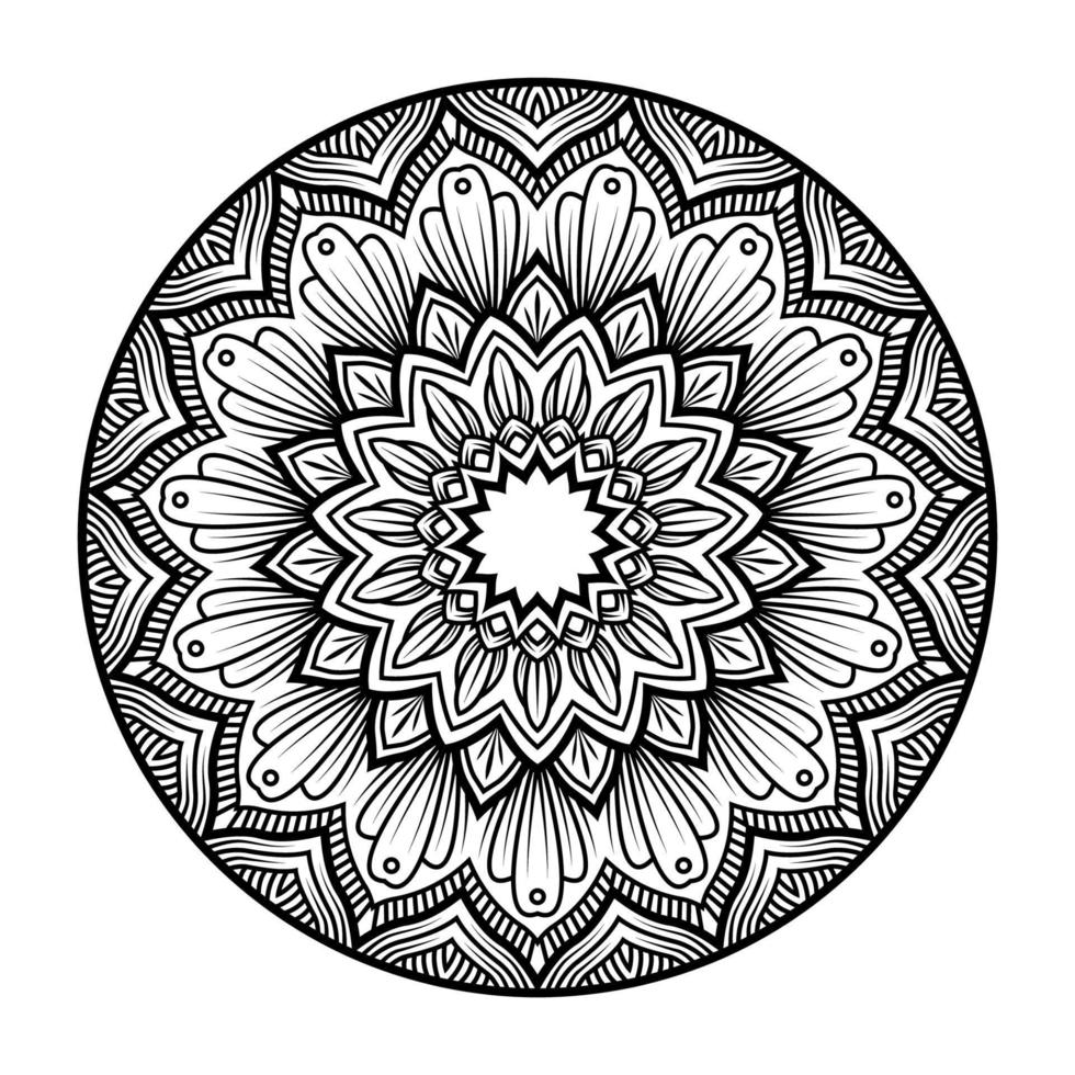 Mandala-Kunst-Vektor. dekoratives Kreismuster, kann zum Ausmalen von Buchseiten, Tätowierungen, Henna verwendet werden. vektor