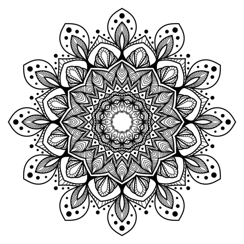 Mandala Malbuch Seite. kreisförmiges muster für henna, mehendi, tattoo, vintage dekoratives ornament, textildruck, tapeten, hintergrund, verpackungspapier, tapeten. Boho-Chic, ethnisches Muster. vektor