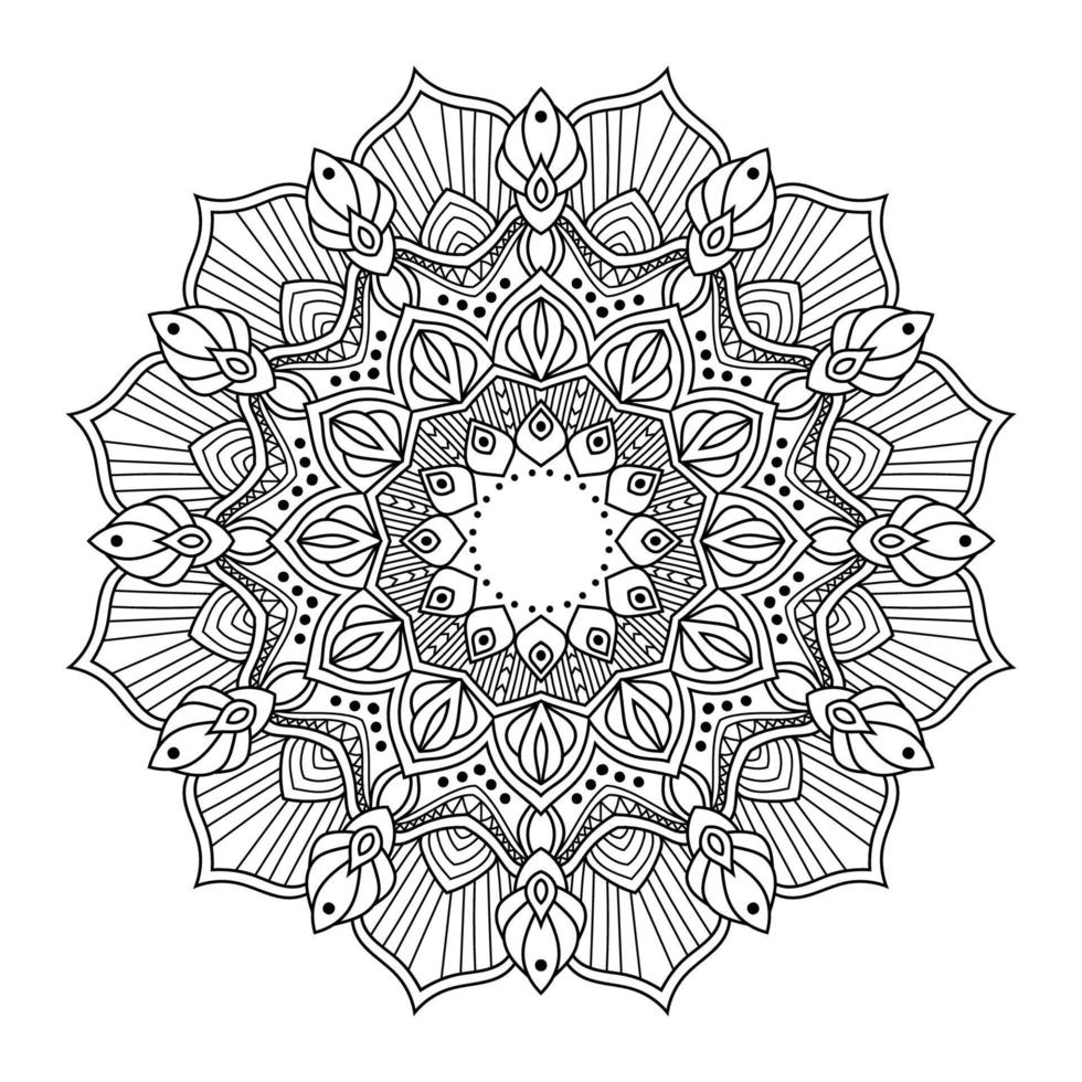 Mandala Art Design Vektor, Blumenkreismuster, kann für Dekoration, Malbuchseite, Henna, Tätowierung verwendet werden. vektor