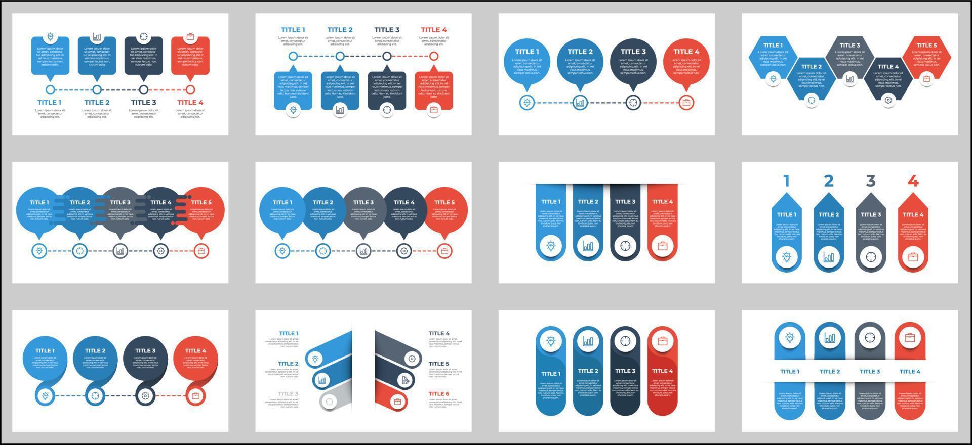 Infografikelement mit 4 Optionen, Schritten, Prozessen, Liste, Punkt. Vorlagenvektor für die Visualisierung von Geschäftsdaten vektor