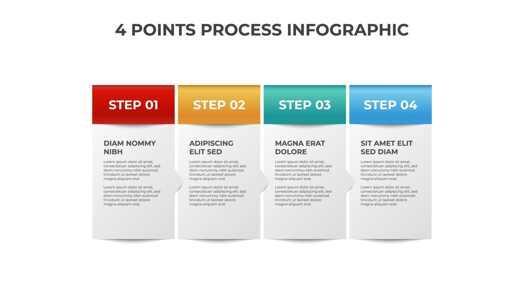 4 poäng av blockera lista bearbeta diagram, infographic element mall vektor, kan vara Begagnade för presentation, etc vektor