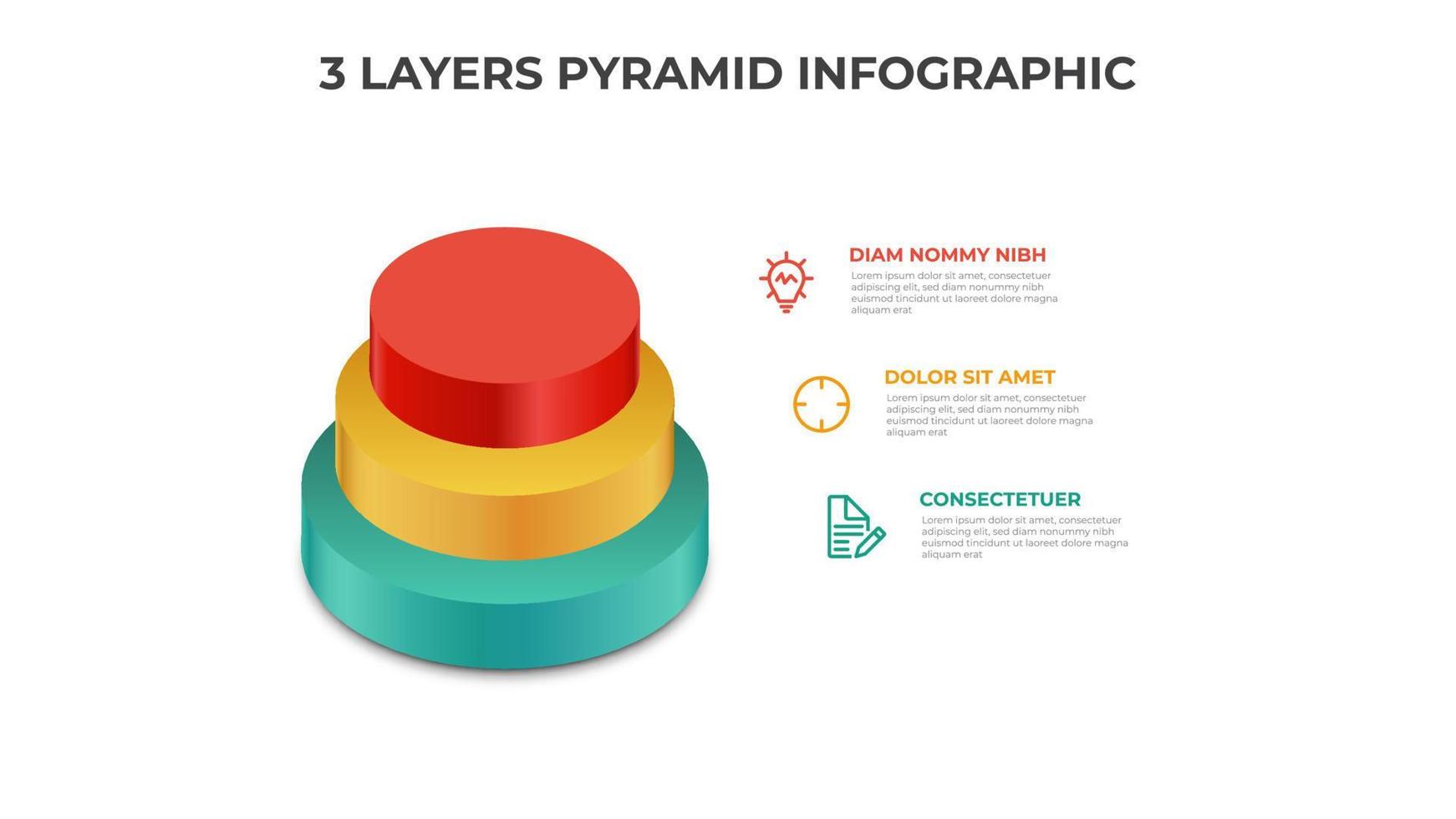 3 skikten av pyramid infographic element vektor, layout mall för presentation, årlig Rapportera, baner, etc vektor