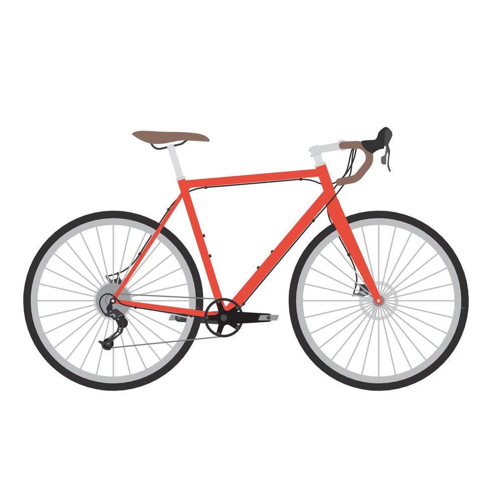Fahrradvektor, Kiesrennrad mit roter Farbe, lokalisiert auf weißem Hintergrund vektor