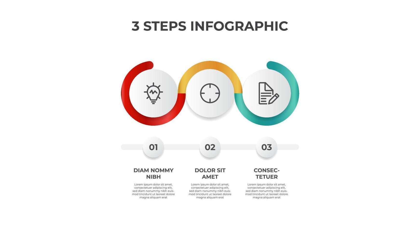 3 Schritte, Listenlayout-Diagrammvektor, Infografik-Elementvorlage vektor