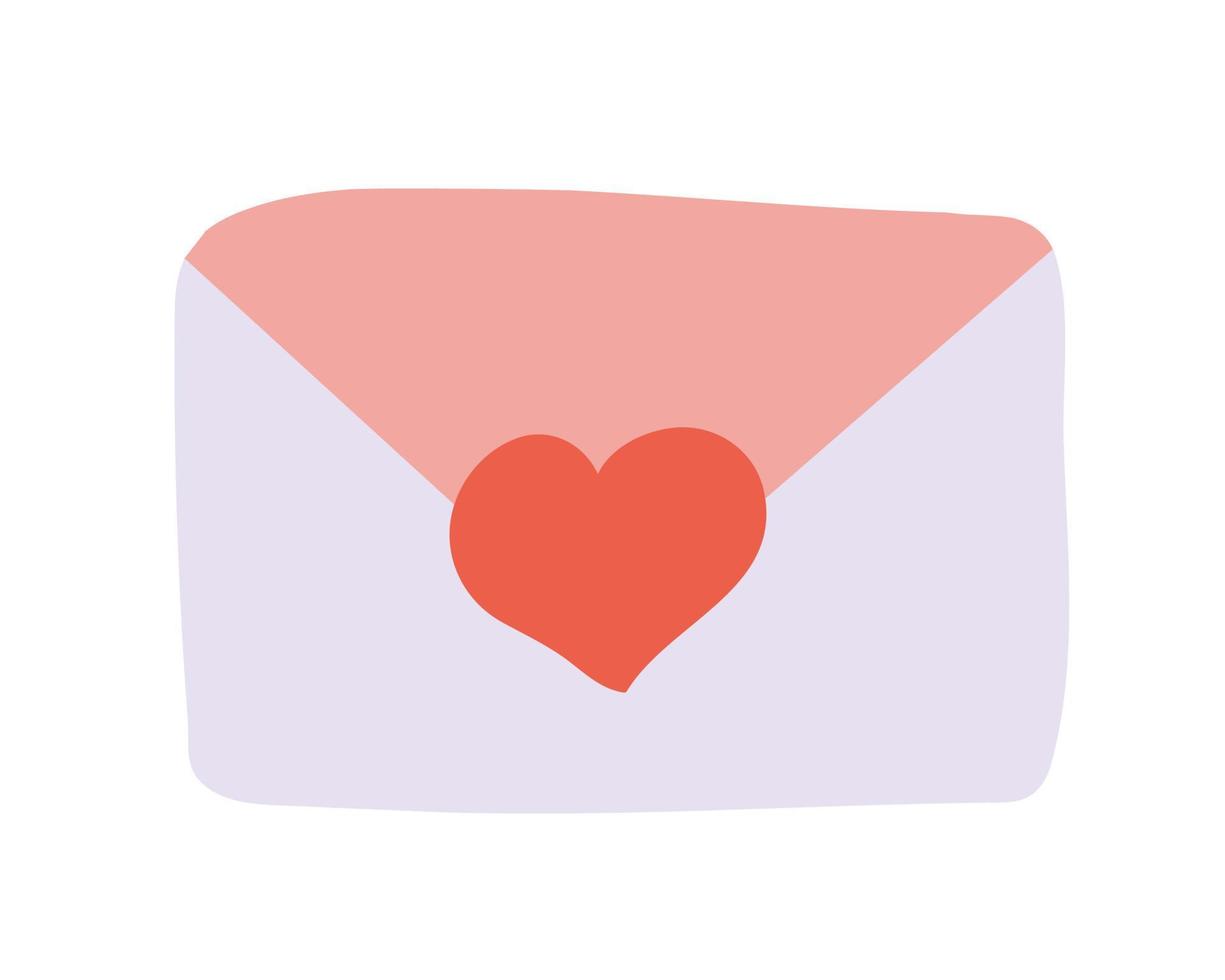 härlig kuvert med stor hjärta. valentine dag dekor. romantisk meddelande. vektor