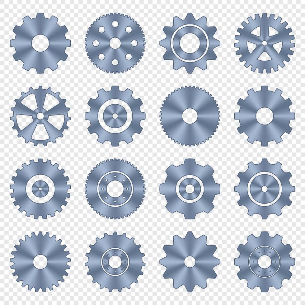 redskap hjul uppsättning. metall kugghjul. redskap miljö ikon uppsättning. maskin redskap ikoner. industriell ikoner. vektor illustration
