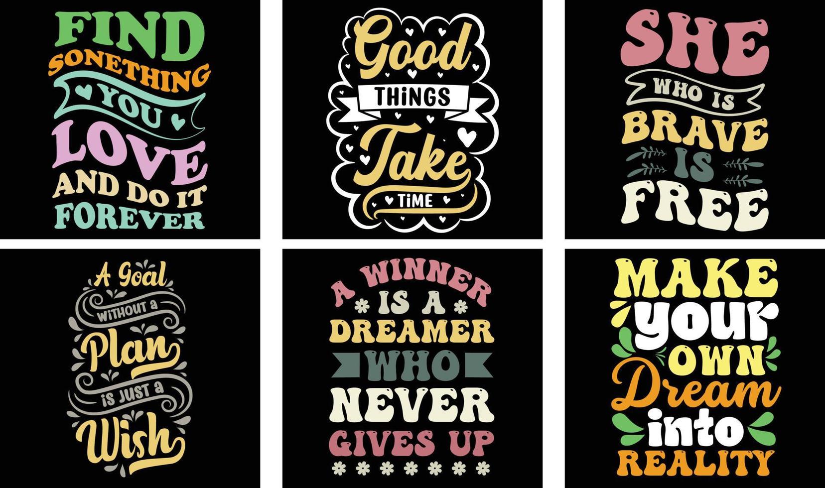 Motivierendes Spruch-T-Shirt-Design-Paket. motivierende Sprichwort-Vektorgrafiken. motivierendes Typografie-T-Shirt-Design vektor