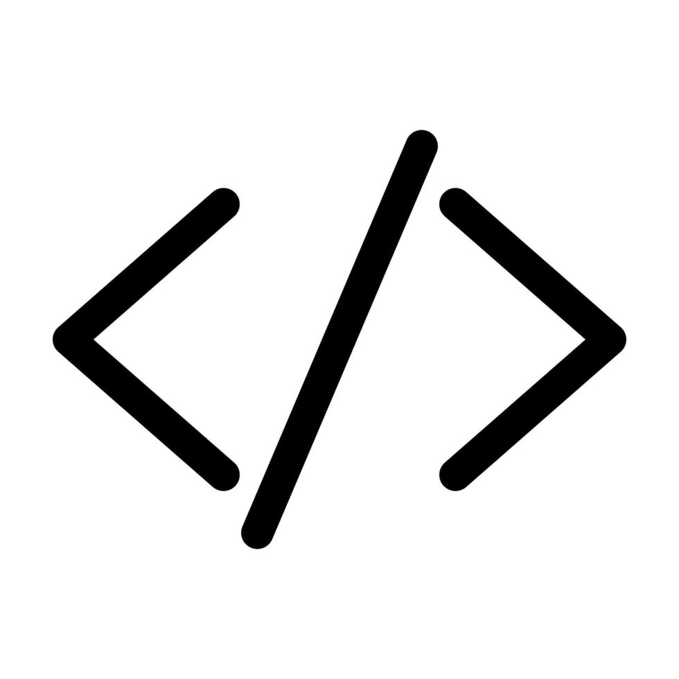 Code-Schrägstrich-Symbolzeile isoliert auf weißem Hintergrund. schwarzes, flaches, dünnes Symbol im modernen Umrissstil. Lineares Symbol und bearbeitbarer Strich. einfache und pixelgenaue strichvektorillustration. vektor