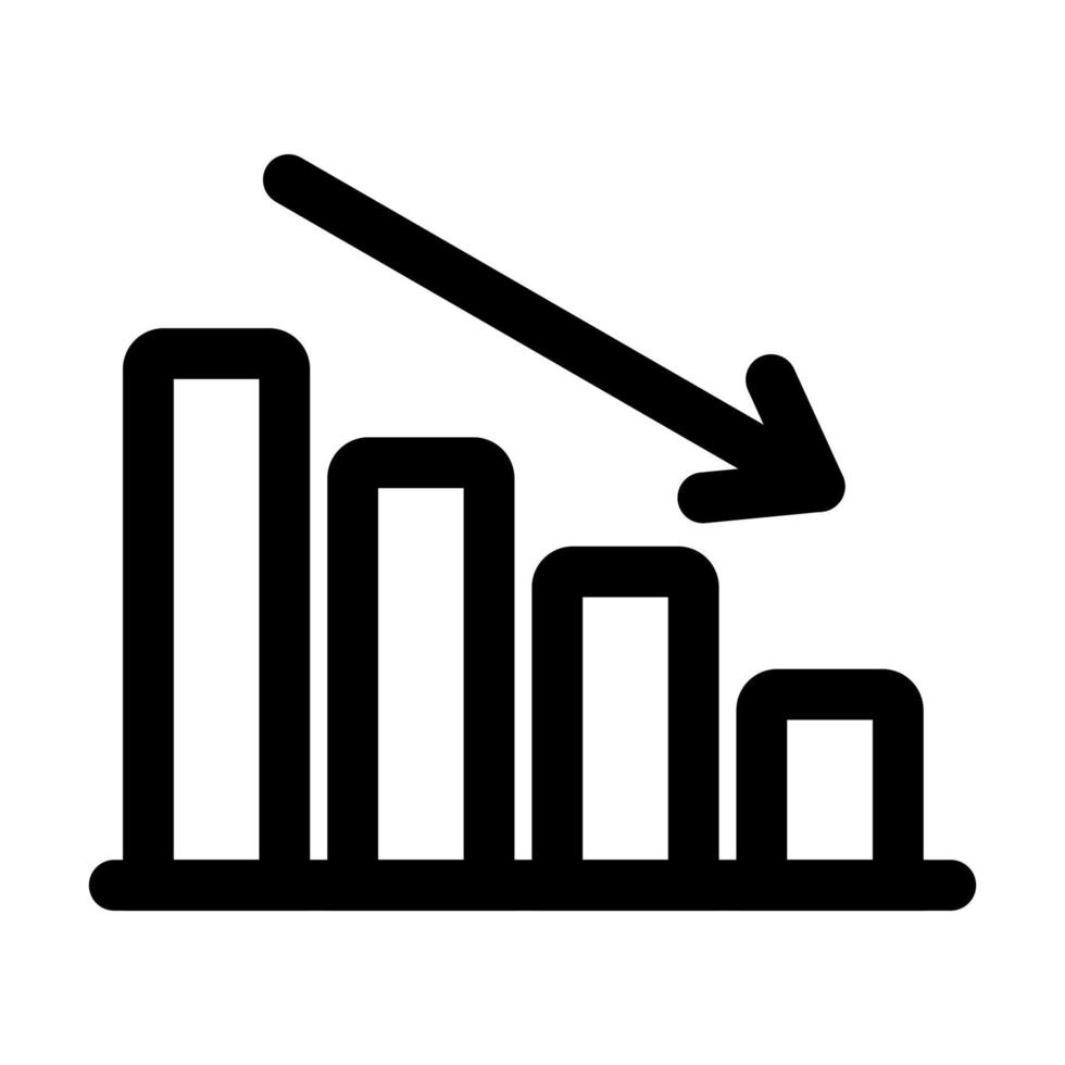 abnehmende Statistiksymbollinie isoliert auf weißem Hintergrund. schwarzes, flaches, dünnes Symbol im modernen Umrissstil. Lineares Symbol und bearbeitbarer Strich. einfache und pixelgenaue strichvektorillustration. vektor