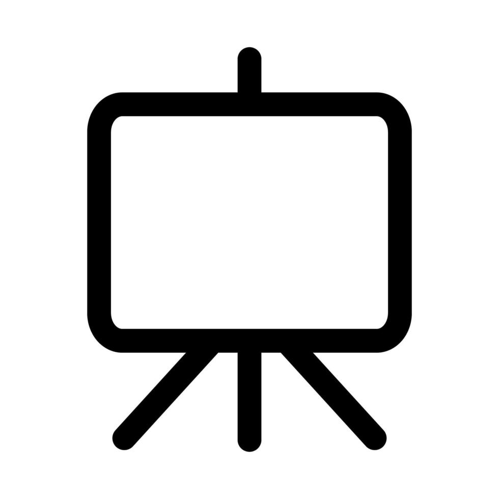 Staffelei-Icon-Linie isoliert auf weißem Hintergrund. schwarzes, flaches, dünnes Symbol im modernen Umrissstil. Lineares Symbol und bearbeitbarer Strich. einfache und pixelgenaue strichvektorillustration. vektor