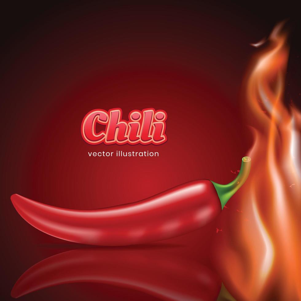 varm chili peppar vektor illustration med realistisk chili