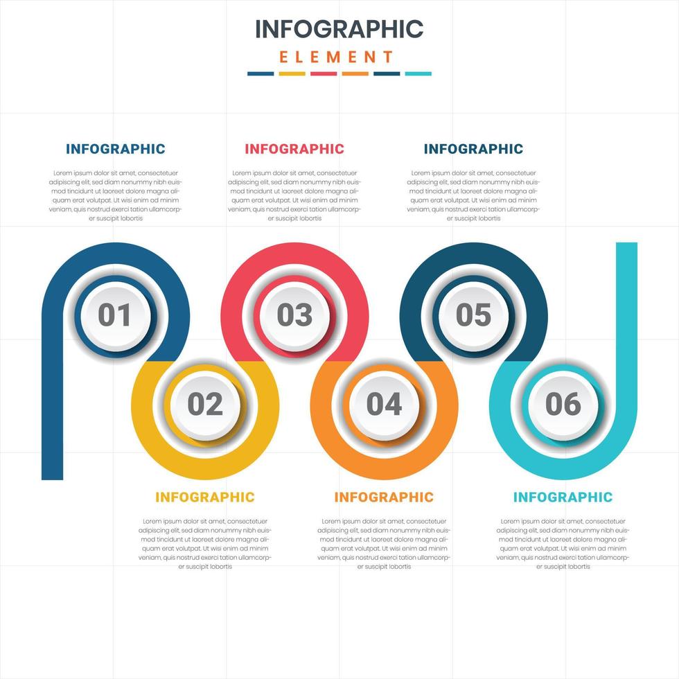 kreativer Sechs-Schritt-Infografik-Vorlagenvektor vektor