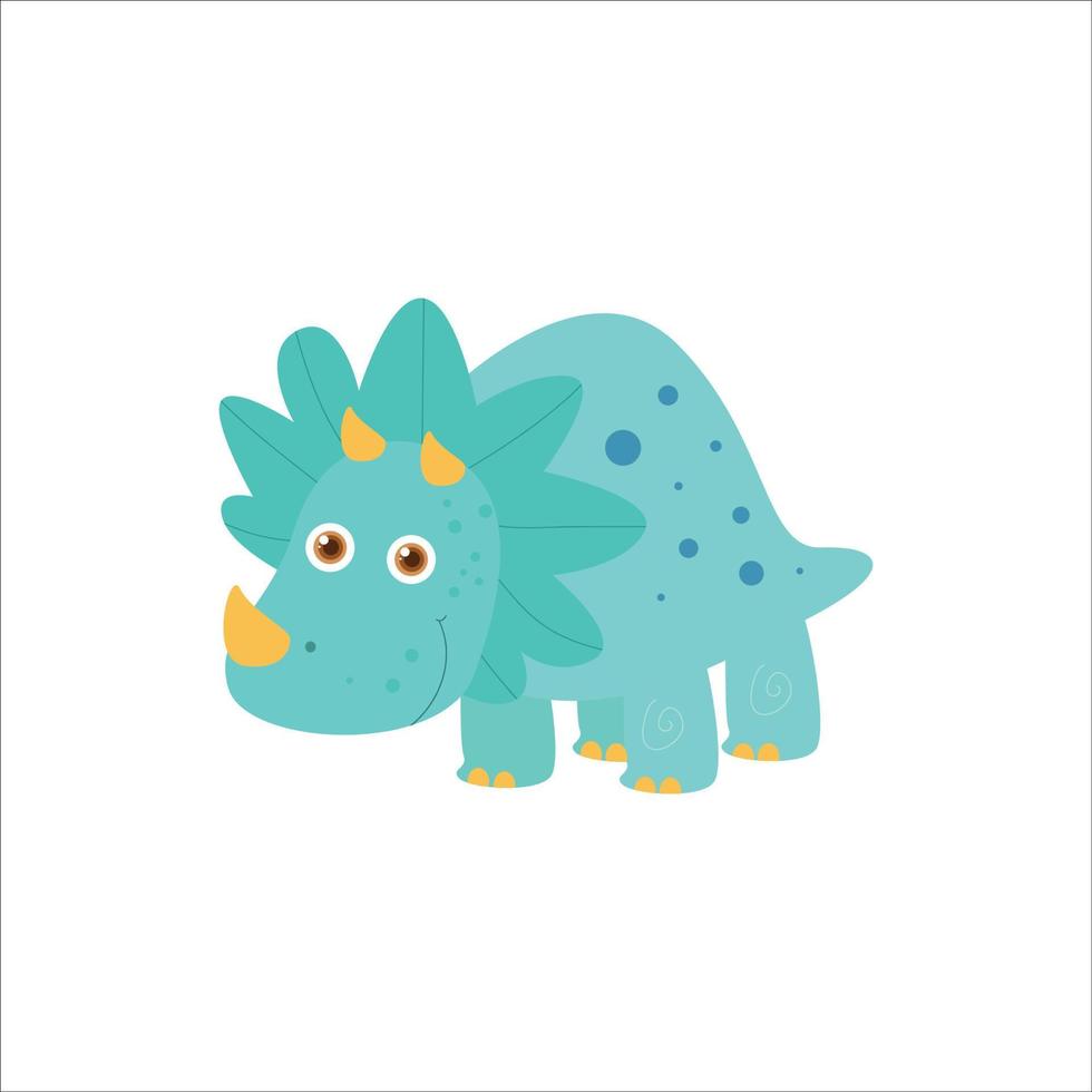 rolig dino triceratops, söt bebis förhistorisk dinosaurie, tecknad serie illustration vektor grafisk jurrasic