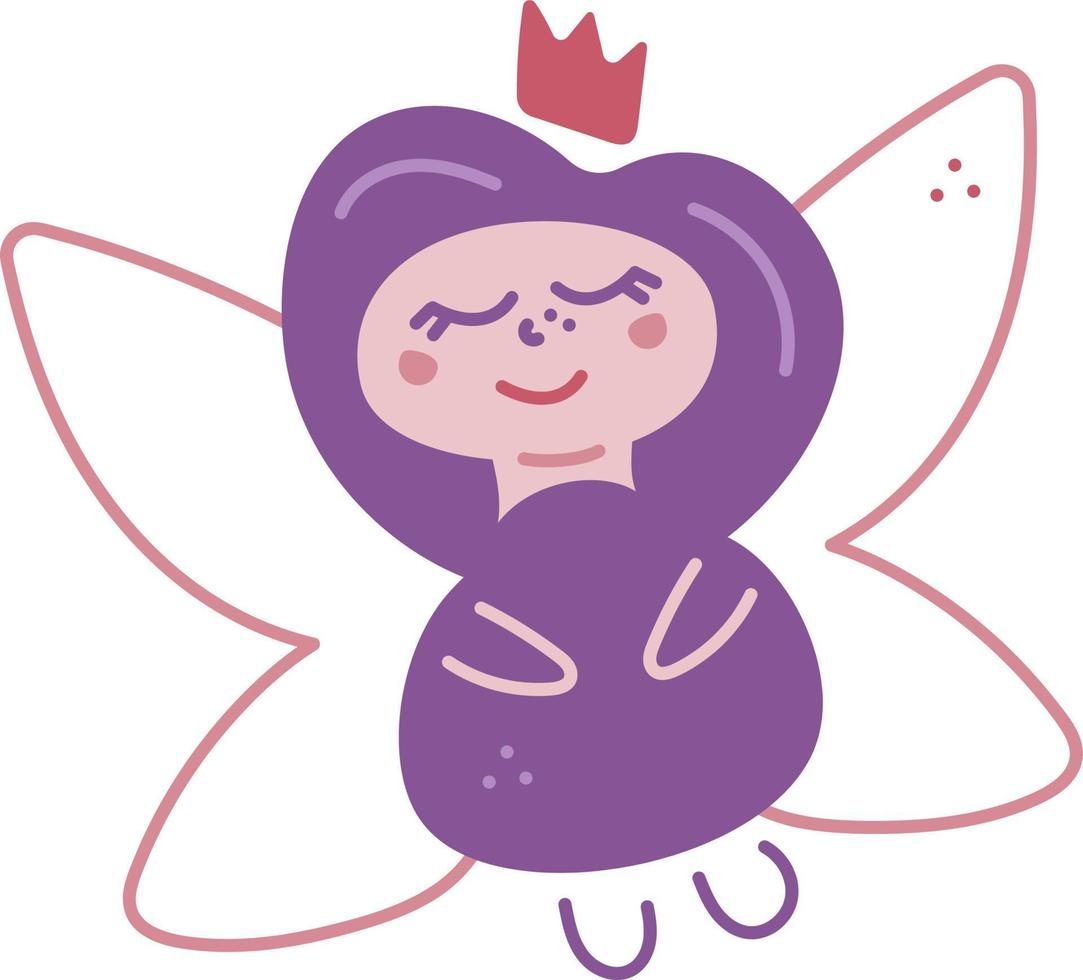 fe- doodle1. söt enda fe- prinsessa karaktär. tecknad serie Färg vektor illustration.