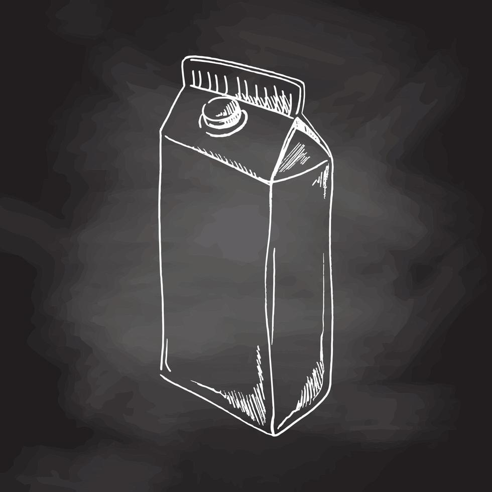 Milchbox Kartonverpackung. handgezeichnete Molkereiillustration des Tafelvektors. Milchbox Kartonverpackung. vintage skizzenelement für etiketten, verpackungen und kartendesign. vektor