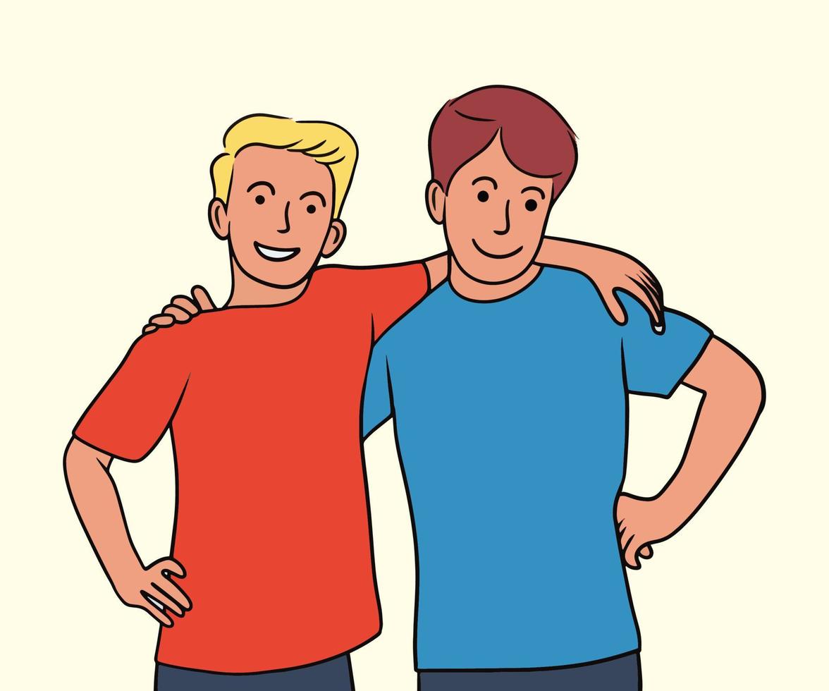 freundschaft zweier jungen illustration vektor