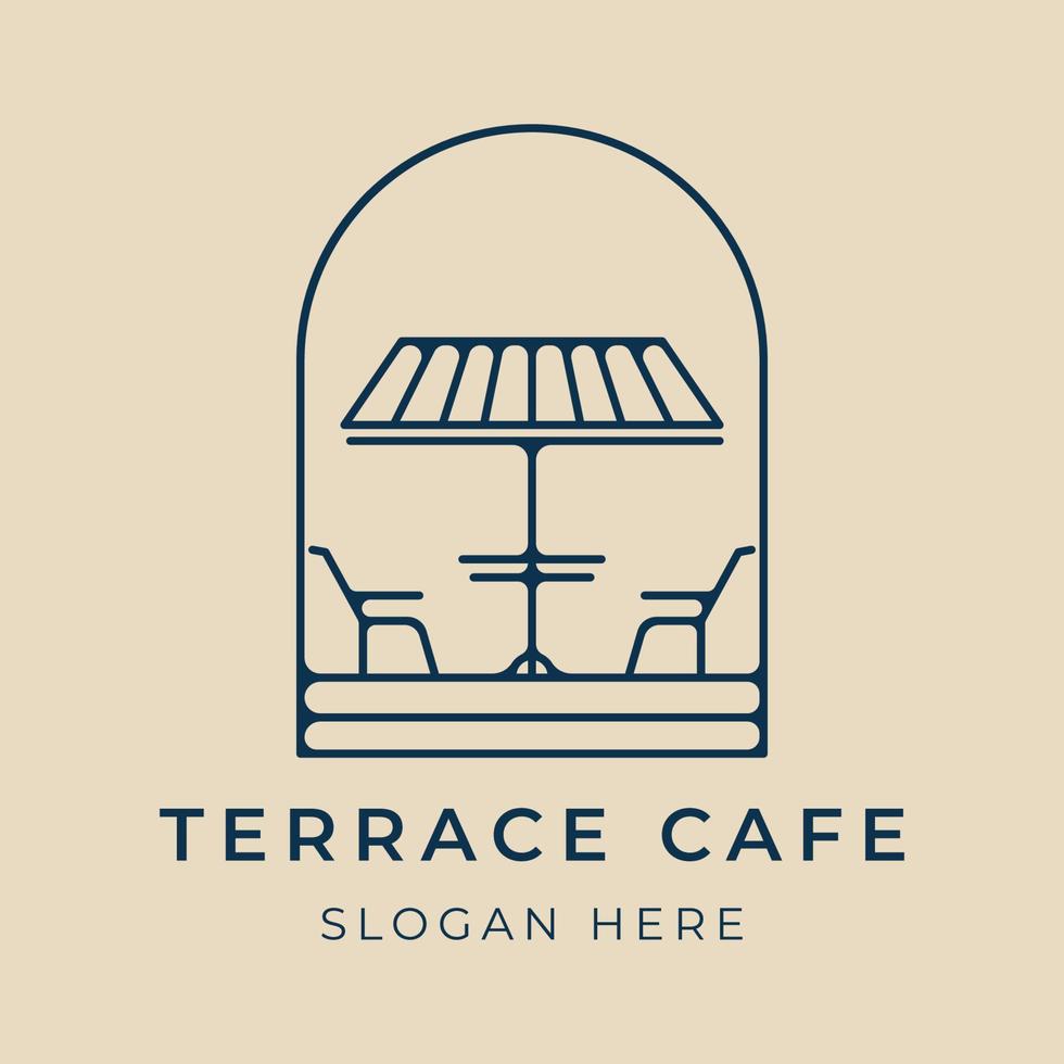 terrass Kafé linje konst logotyp minimalistisk med emblem vektor illustration design