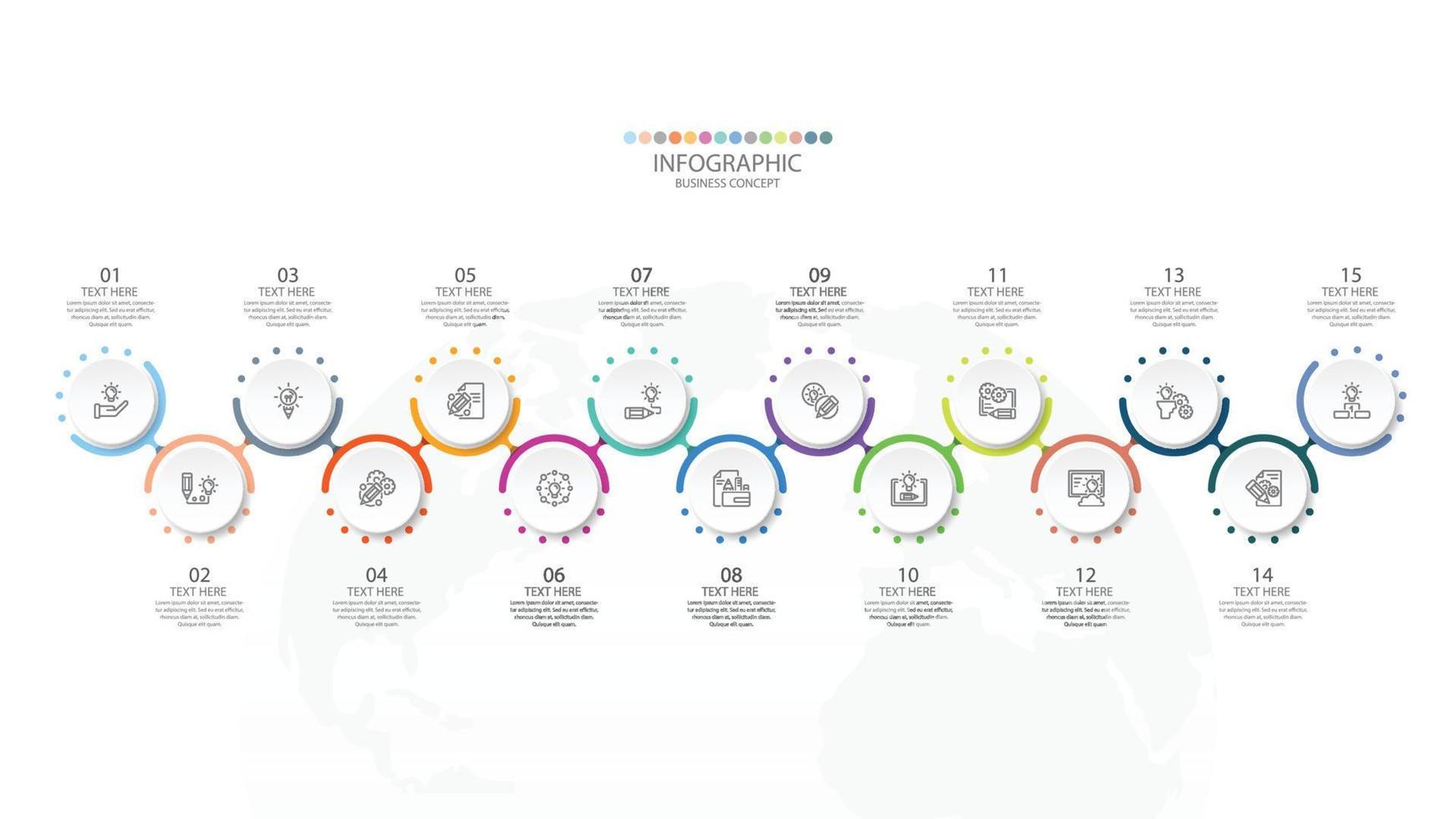 infographic med 15 steg, bearbeta eller alternativ. vektor