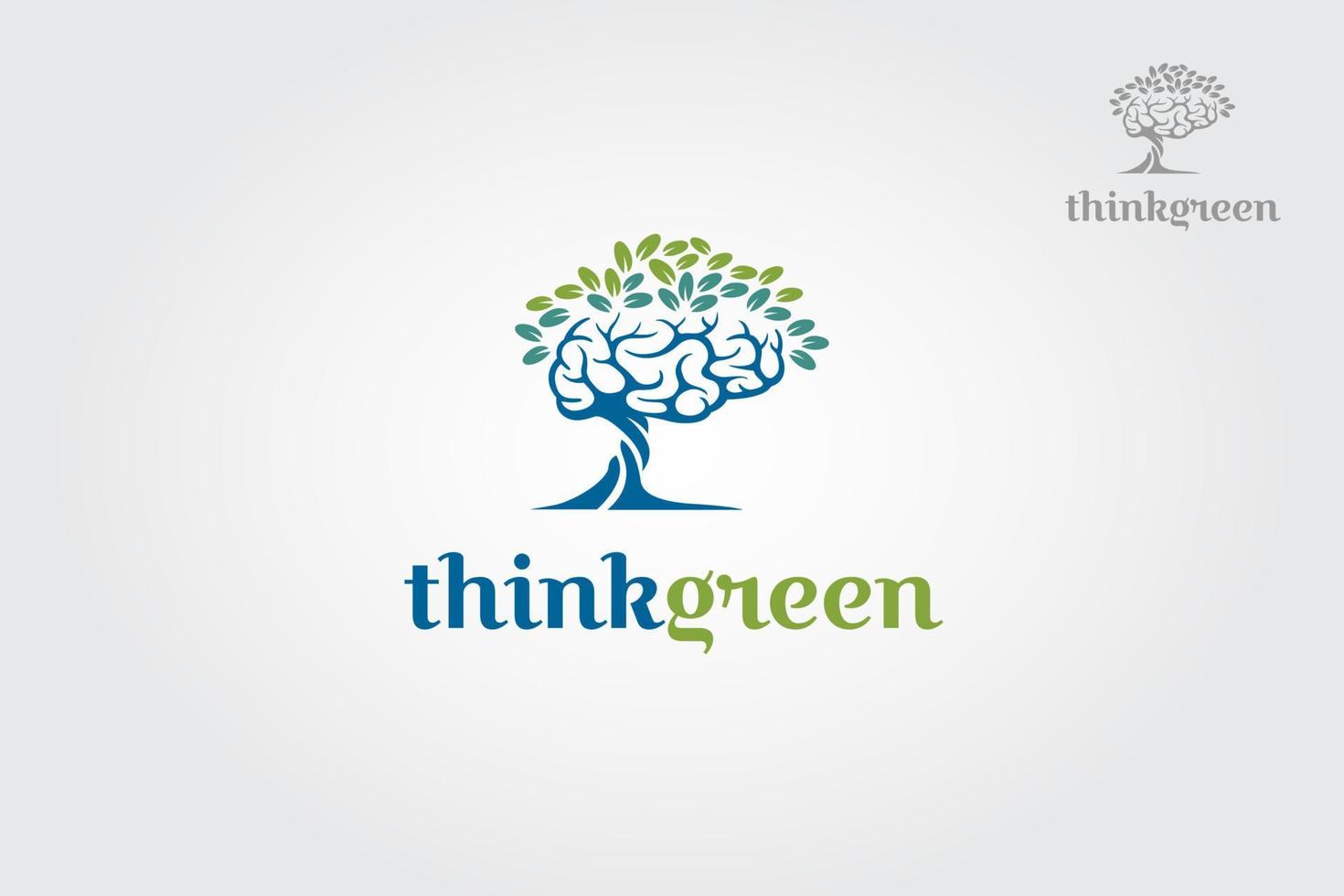thinkgreen-Vektor-Logo-Illustration. Dieses Logo eignet sich hervorragend für Agenten, Büros, Ökokonzepte, Beratungsdienste, Service-Apps oder andere Unternehmen. vektor
