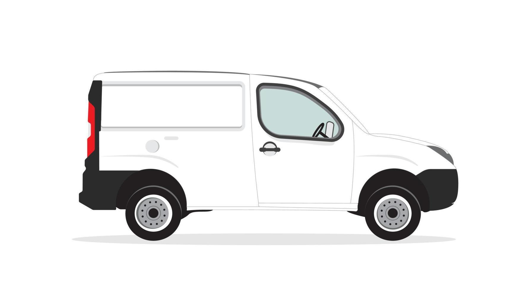 leere mini-cargo-vorlage isoliert auf weiß. Cargo-Van für Mock-up-Design und Markenidentität. Werbeauto leere Oberfläche. einfach zu bearbeitendes Fahrzeuglayout. vektor