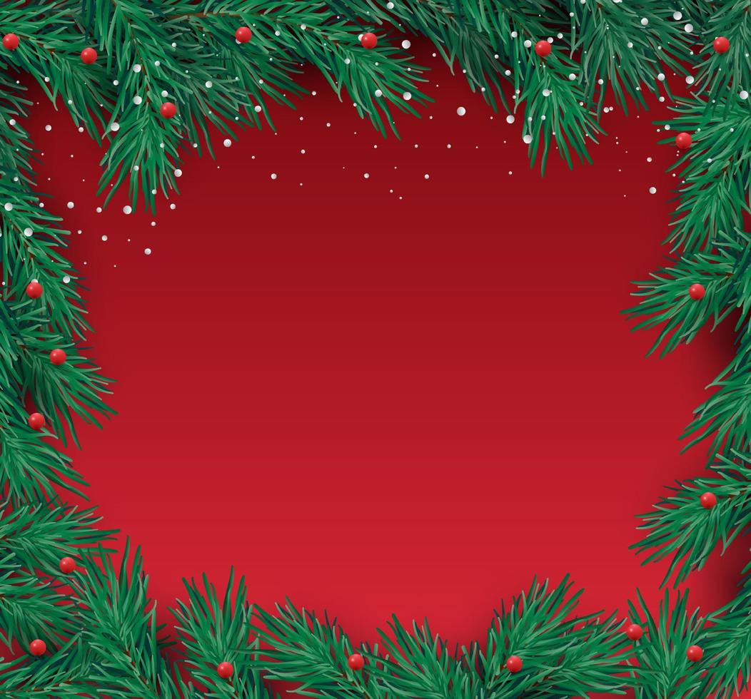 Weihnachtshintergrund mit Tanne und Schneeflocken. Vektor-Illustration vektor