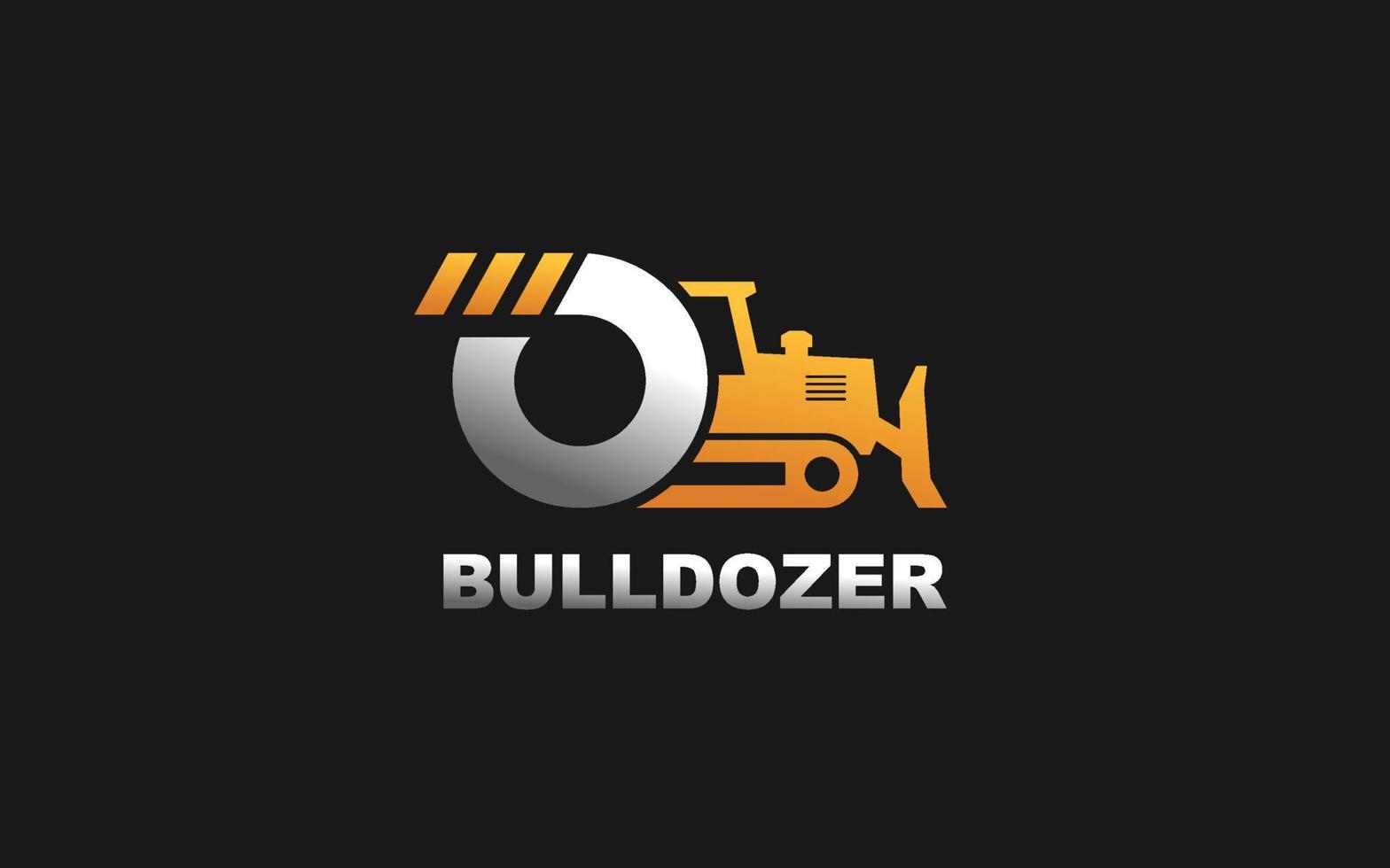 o Logo Bulldozer für Bauunternehmen. Schwermaschinenschablonen-Vektorillustration für Ihre Marke. vektor